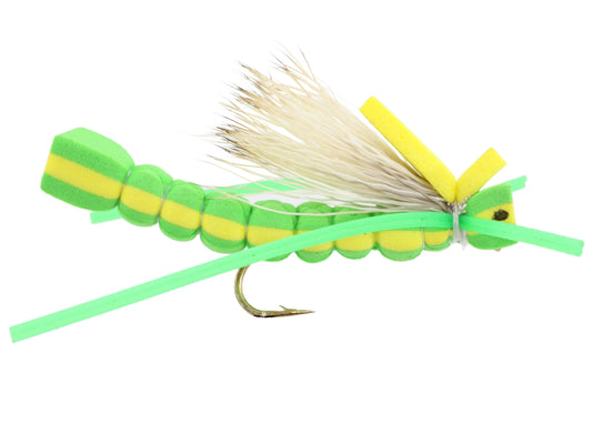 Wild Water Fly Fishing Foam Green Grasshopper, Size 8 (Qty 6) | SendIt Sailing