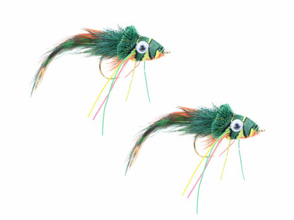 Wild Water Fly Fishing Green, Yellow and Orange Deer Hair Diver, Size 2 (Qty 2) | SendIt Sailing