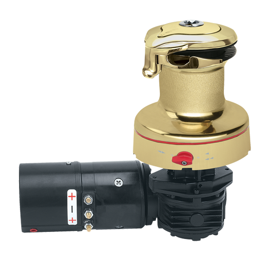 Harken 46 Rewind 12V Horiz Polished Bronze with DF Ctrl Box-Left Winch | SendIt Sailing