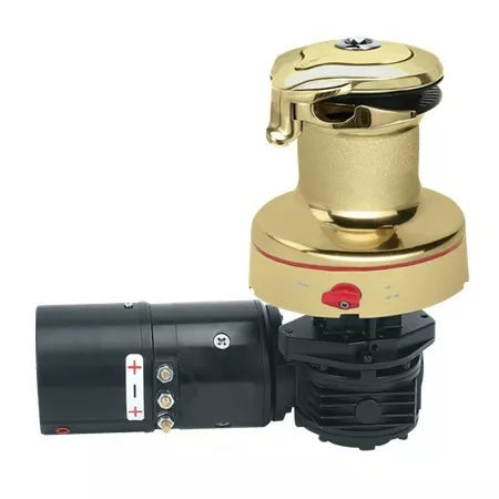 Harken 46 Rewind 24V Horiz Polished Bronze with DF Ctrl Box-Left Winch | SendIt Sailing