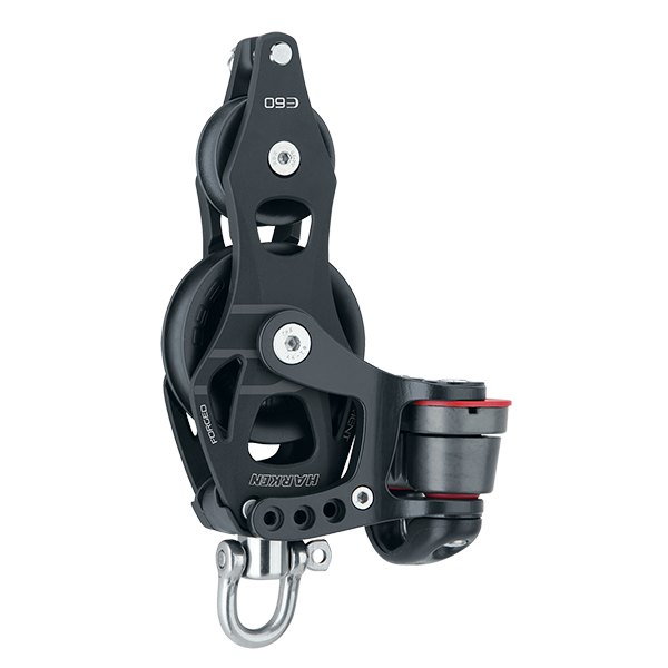 Harken 60mm Aluminum Element Fiddle Block Swivel, Becket, Cam Cleat | SendIt Sailing