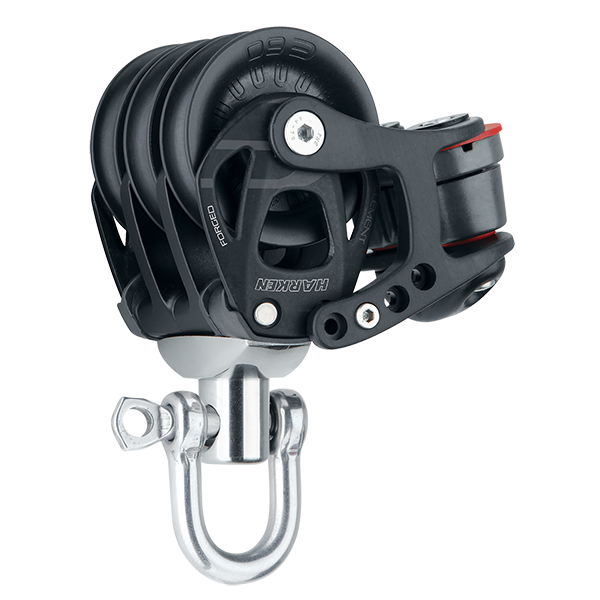 Harken 60mm Aluminum Element Triple Block Swivel, Cam Cleat | SendIt Sailing