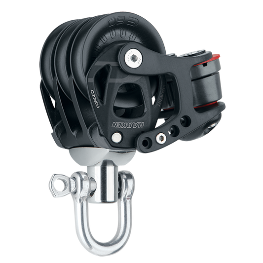 Harken 60mm Aluminum Element Triple Block Swivel, Cam Cleat | SendIt Sailing