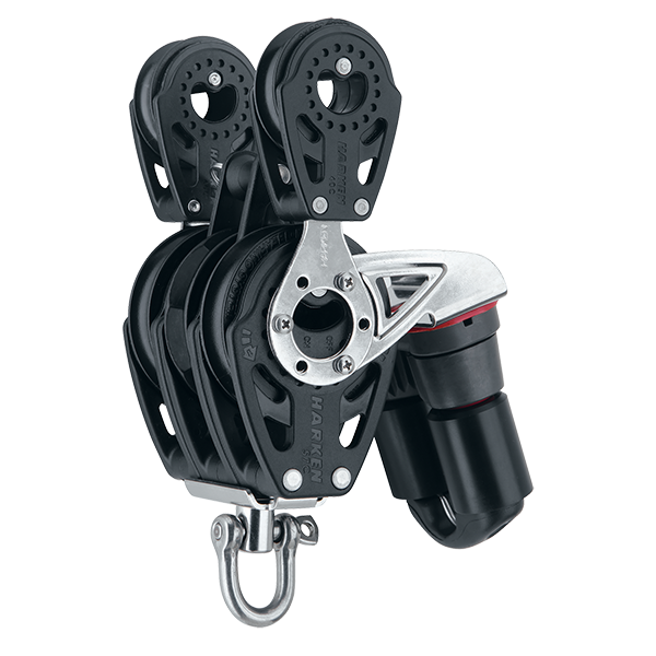 Harken 57mm Triple Ratchet Block Swivel, 40 mm Side Carbos, Cam Cleat | SendIt Sailing