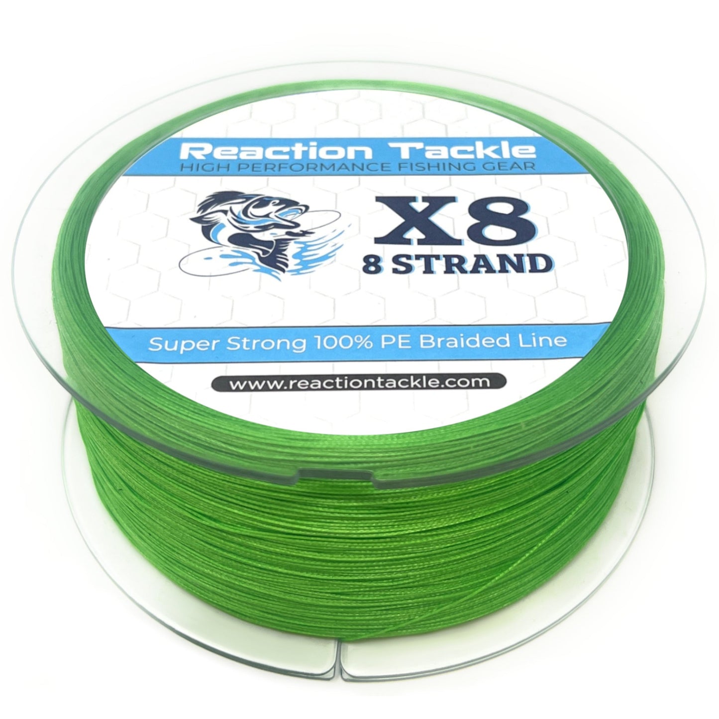 Reaction Tackle X8 Braided Fishing Line - Hi Vis Green 8 Strand