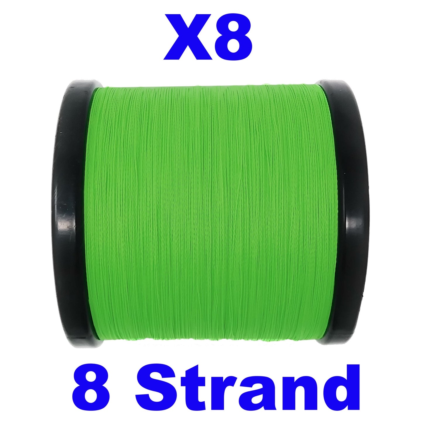 Reaction Tackle X8 Braided Fishing Line - Hi Vis Green 8 Strand