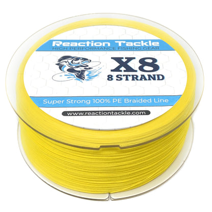 Reaction Tackle X8 Braided Fishing Line - Hi Vis Yellow 8 Strand