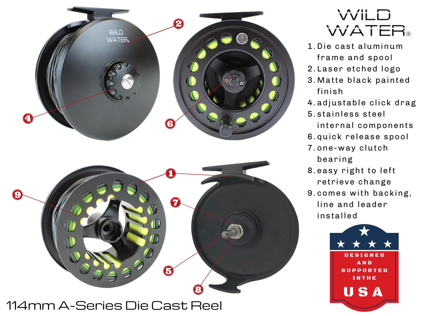 Wild Water Die Cast 114mm Fly Reel, 12 Weight Line | SendIt Sailing