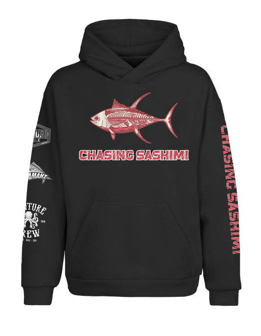 Chasing Sashimi Red Fleece Dri Fit Hoodie w/ Kangaroo Pocket (Adult/Keiki)
