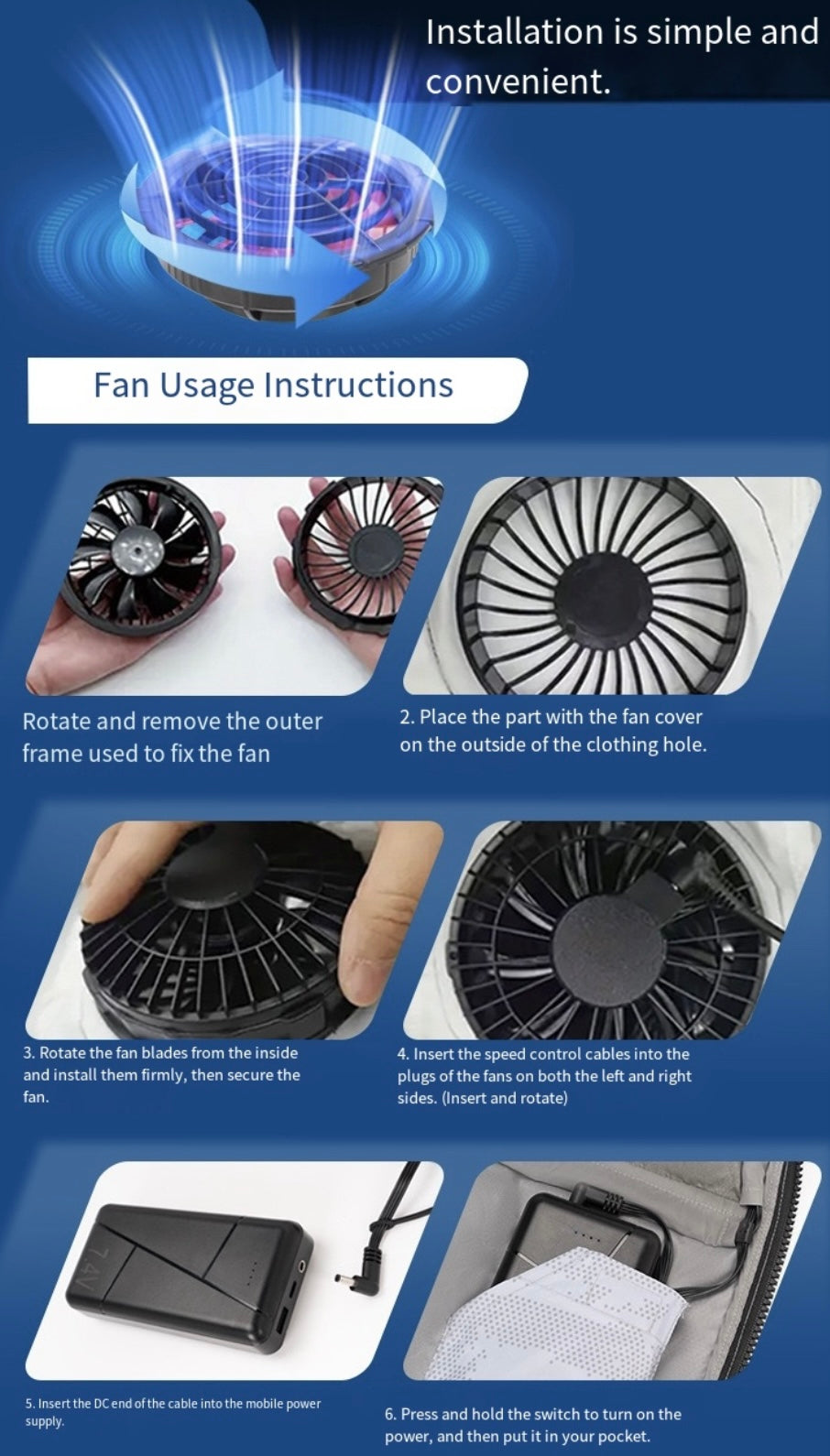 LITEGUEST Cooling Fan Jacket with LED Light Stay Cool for Outdoor