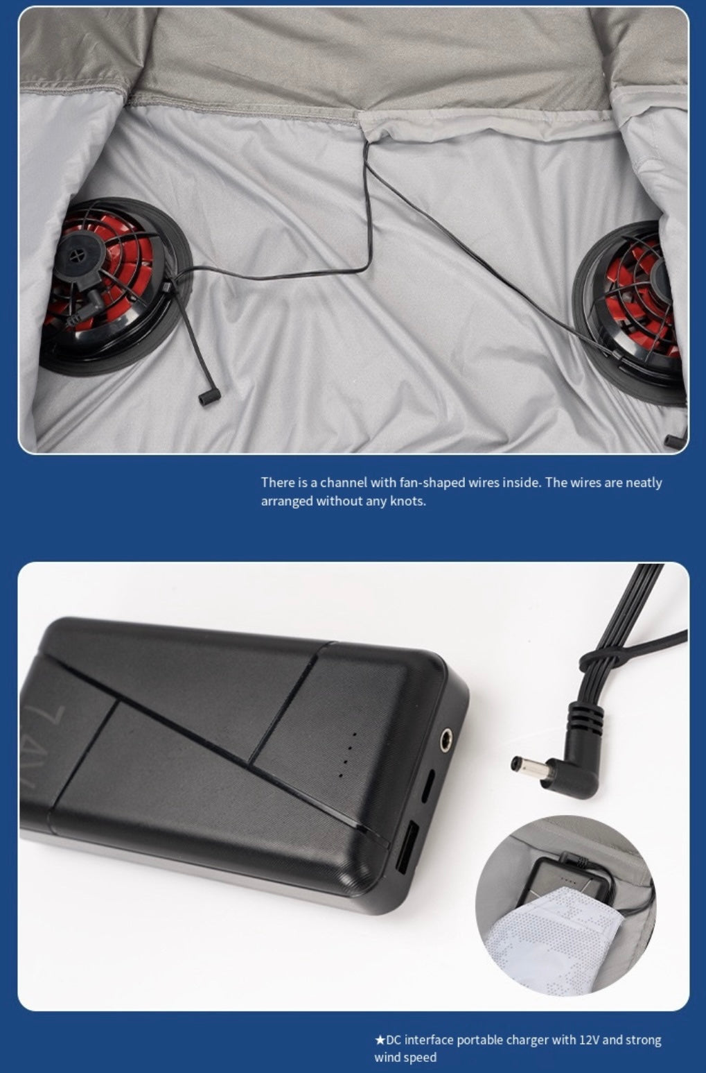 LITEGUEST Cooling Fan Jacket with LED Light Stay Cool for Outdoor