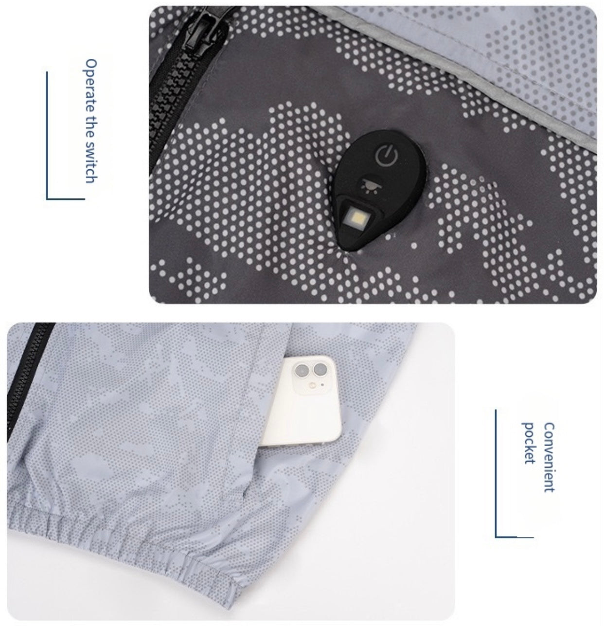 LITEGUEST Cooling Fan Jacket with LED Light Stay Cool for Outdoor