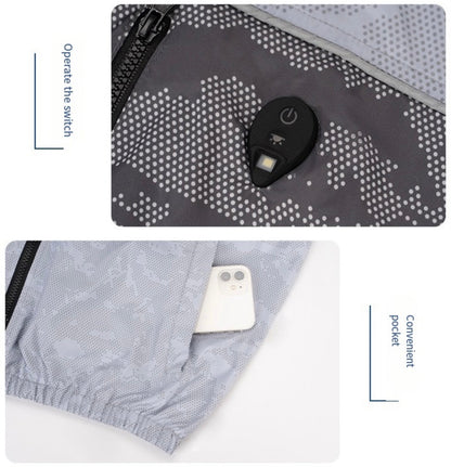 LITEGUEST Cooling Fan Jacket with LED Light Stay Cool for Outdoor