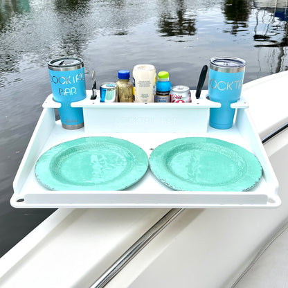 Docktail Utility Boat Table Accessory with Adjustable Rod Holder Mount