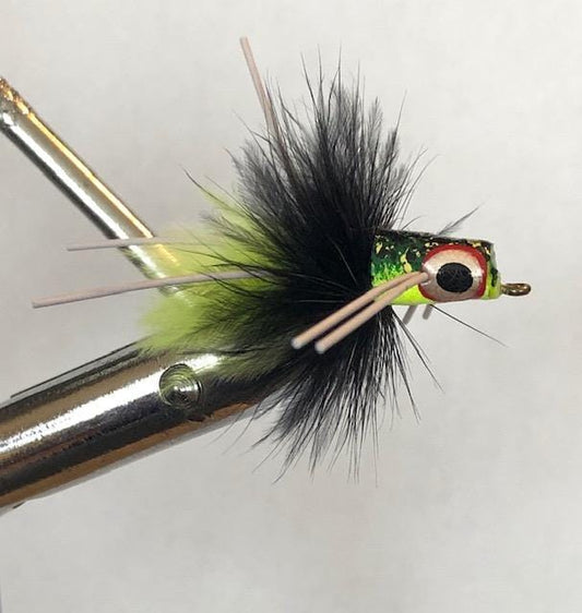 Wild Water Fly Fishing Frog Pattern Snub Nose Slider Popper, Size 8 (Qty 4) | SendIt Sailing