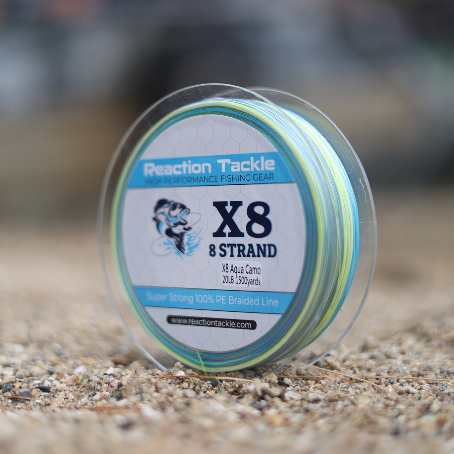 Reaction Tackle X8 Braided Fishing Line- Aqua Camo 8 Strand