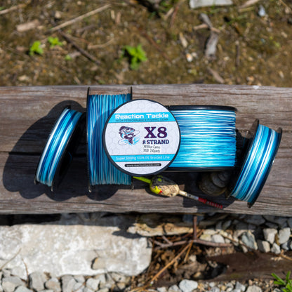 Reaction Tackle X8 Braided Fishing Line - Blue Camo 8 Strand