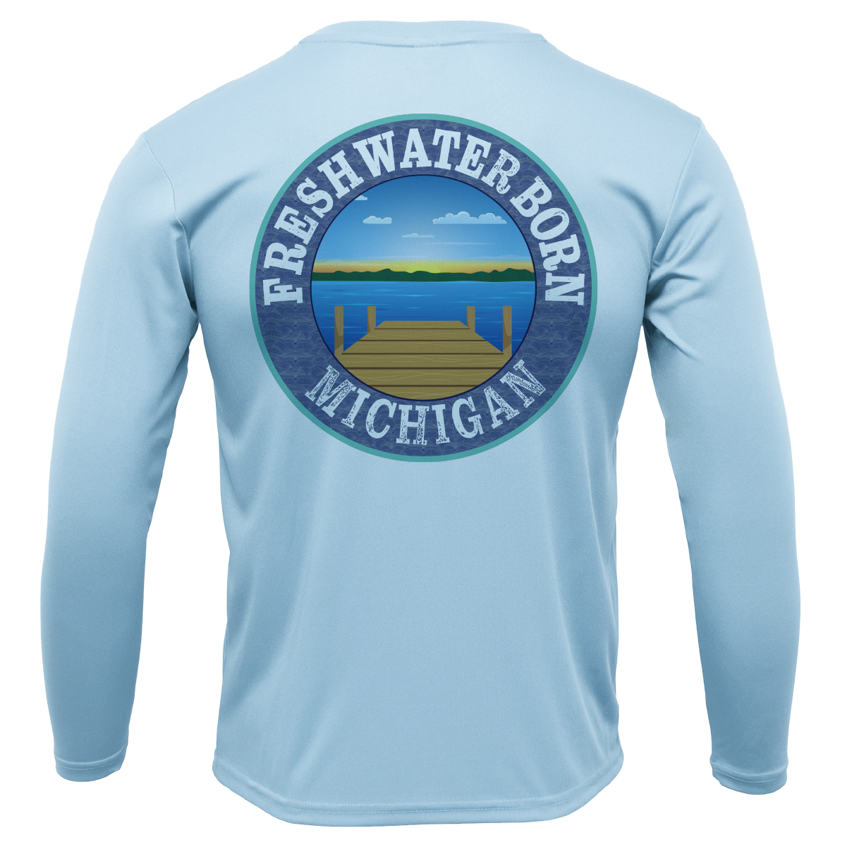 Michigan USA Freshwater Born Men's Long Sleeve UPF 50+ Dry-Fit Shirt