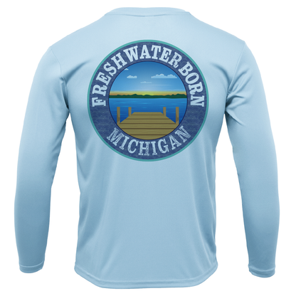 Michigan USA Freshwater Born Men's Long Sleeve UPF 50+ Dry-Fit Shirt