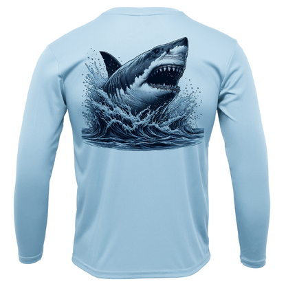 Cape Cod, MA Jaws Men's Long Sleeve UPF 50+ Dry-Fit Shirt