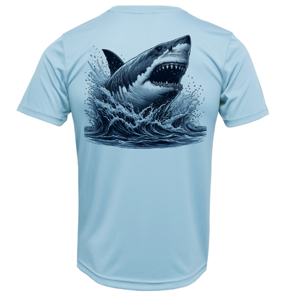 Cape Cod, MA Jaws Boy's Short Sleeve UPF 50+ Dry-Fit Shirt