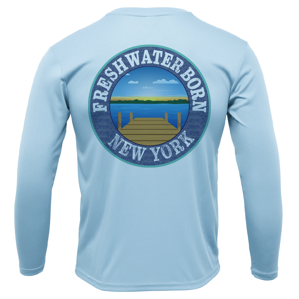 New York Freshwater Born Linear Logo Men's Long Sleeve UPF 50+ Dry-Fit Shirt