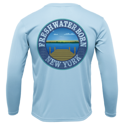 New York Freshwater Born Linear Logo Men's Long Sleeve UPF 50+ Dry-Fit Shirt