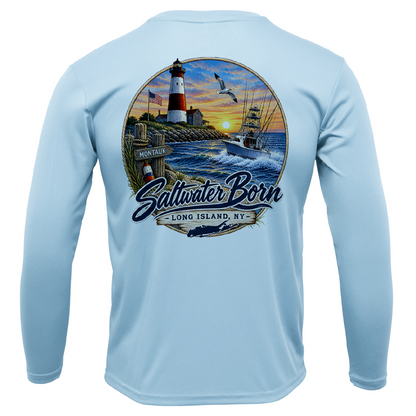 Long Island, NY Lighthouse Men's Long Sleeve UPF 50+ Dry-Fit Shirt