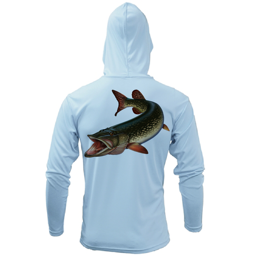 Michigan Freshwater Born Pike Men's Long Sleeve UPF 50+ Dry-Fit Hoodie