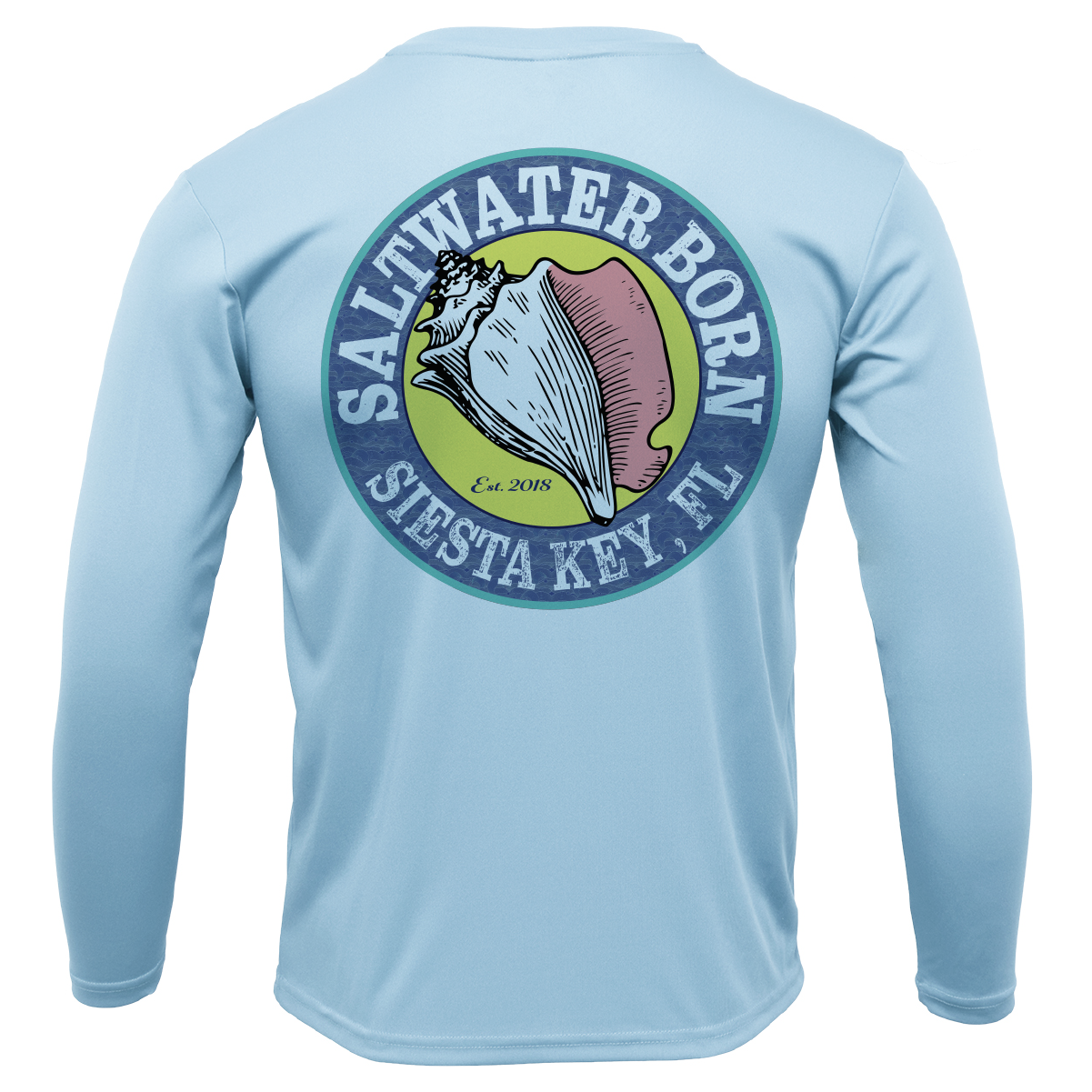 Siesta Key, FL Saltwater Born Circle Logo Long Sleeve UPF 50+ Dry-Fit Shirt