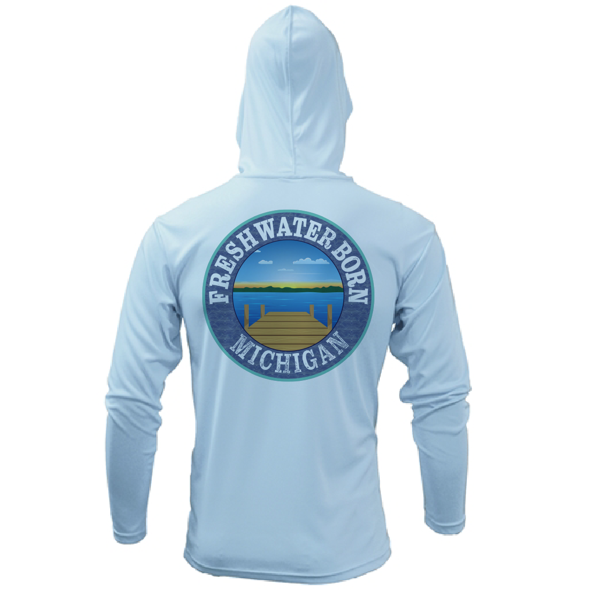 Michigan USA Freshwater Born Men's Long Sleeve UPF 50+ Dry-Fit Hoodie