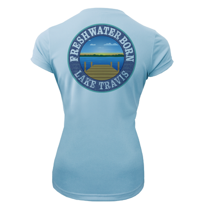 Lake Travis Freshwater Born SUP Flag Women's Short Sleeve UPF 50+ Dry-Fit Shirt