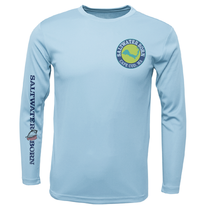 Cape Cod, MA Jaws Boy's Long Sleeve UPF 50+ Dry-Fit Shirt