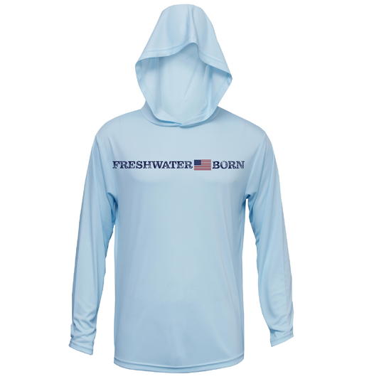Michigan Freshwater Born Women's Linear Logo Long Sleeve UPF 50+ Dry-Fit Hoodie