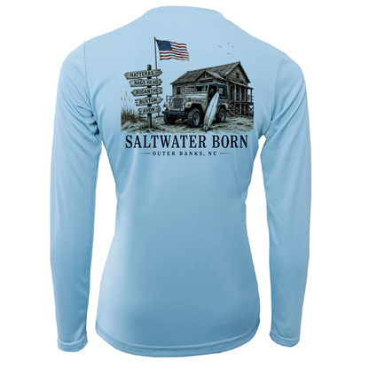 Outer Banks, NC Beach Jeep Women's Long Sleeve UPF 50+ Dry-Fit Shirt