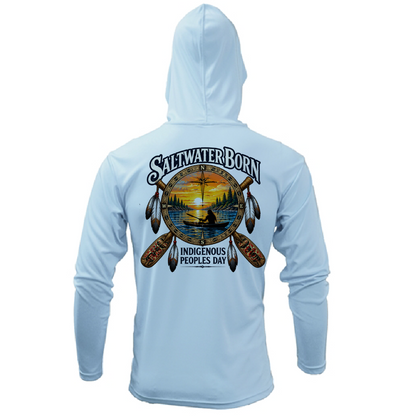 Indigenous People's Day Sunset Paddle Men's Long Sleeve UPF 50+ Dry-Fit Hoodie