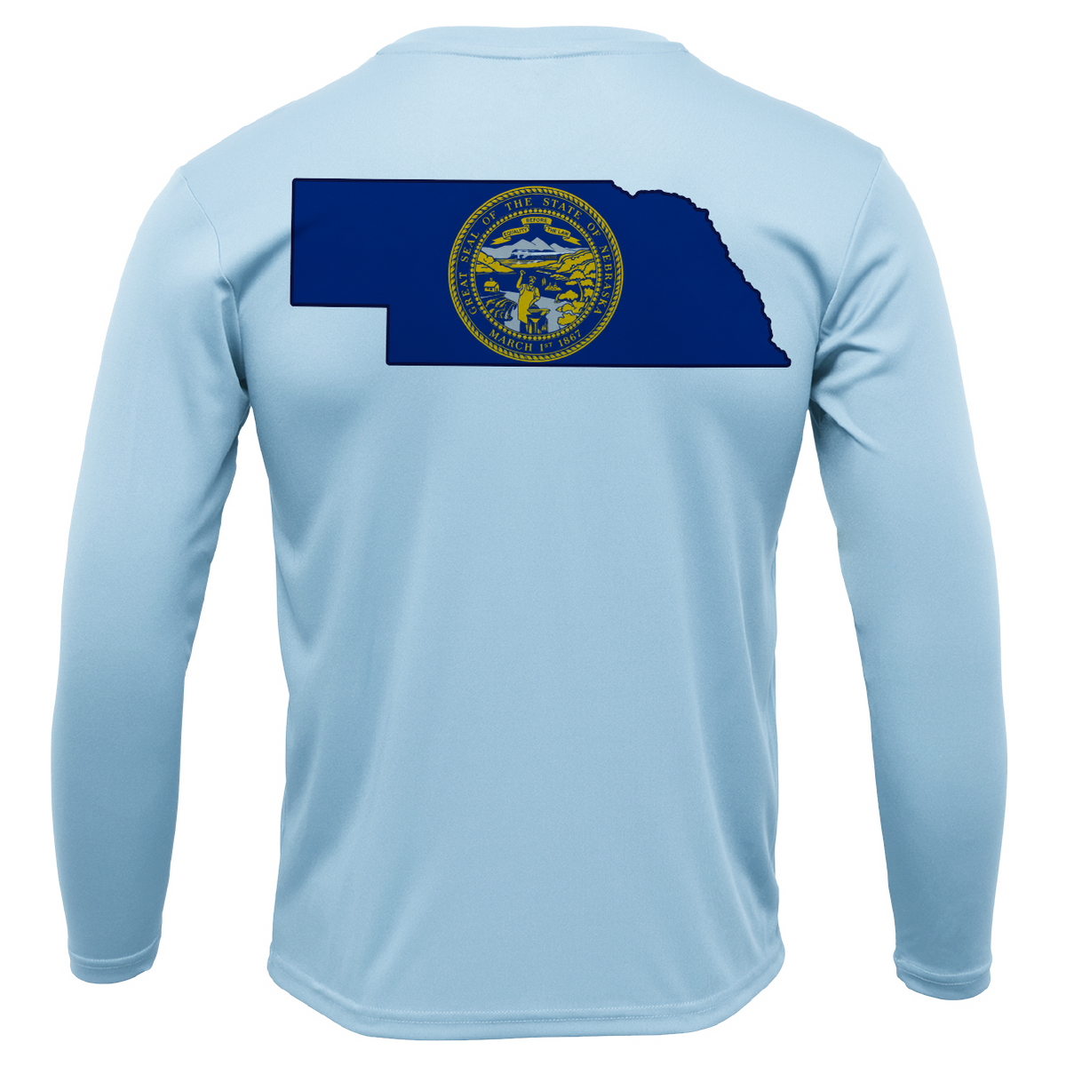 Nebraska Freshwater Born State Flag Men's Long Sleeve UPF 50+ Dry-Fit Shirt
