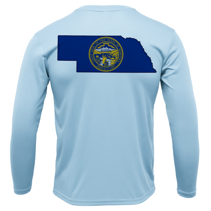 Nebraska Freshwater Born State Flag Men's Long Sleeve UPF 50+ Dry-Fit Shirt