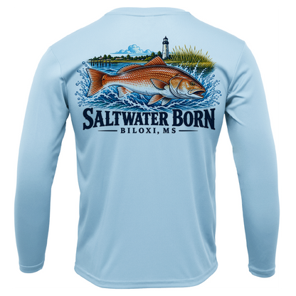 Biloxi, MS Redfish Boy's Long Sleeve UPF 50+ Dry-Fit Shirt