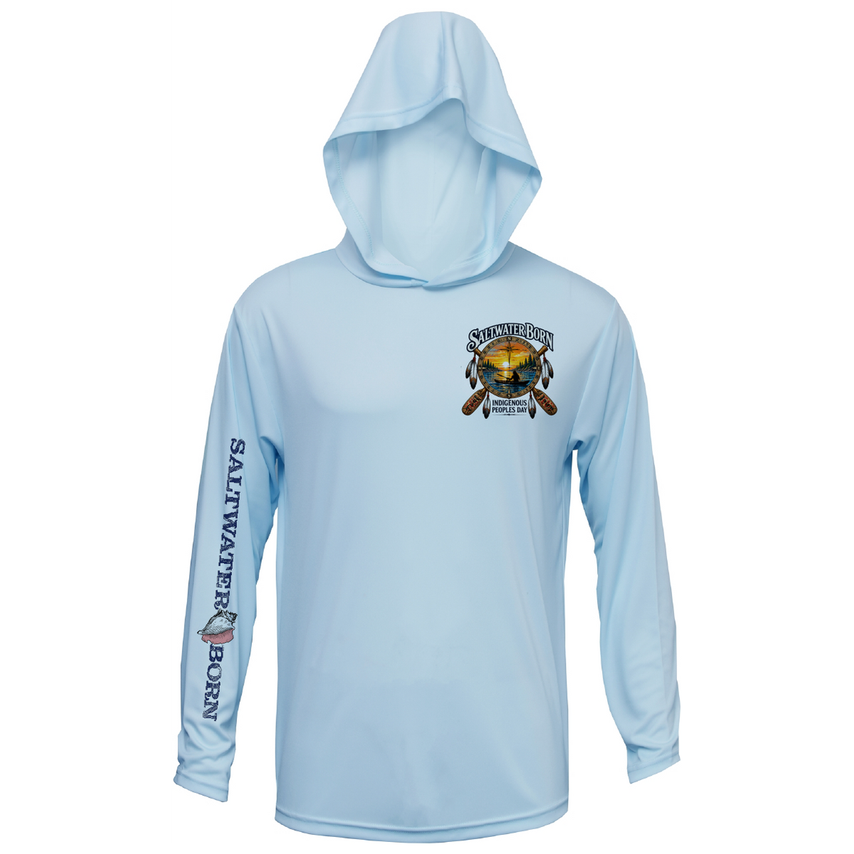 Indigenous People's Day Sunset Paddle Men's Long Sleeve UPF 50+ Dry-Fit Hoodie