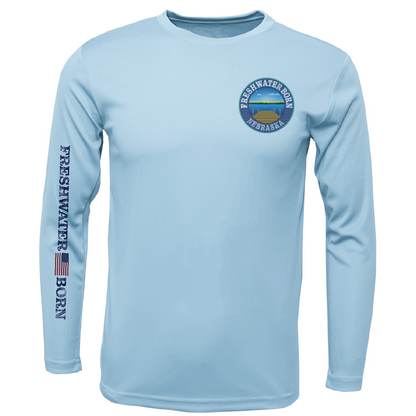 Nebraska Freshwater Born State Flag Men's Long Sleeve UPF 50+ Dry-Fit Shirt