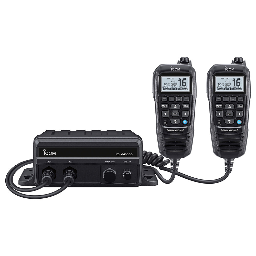 Icom M410BB 11 Black Box VHF w/Black Command Mic & 2 Command Mic Ports | SendIt Sailing