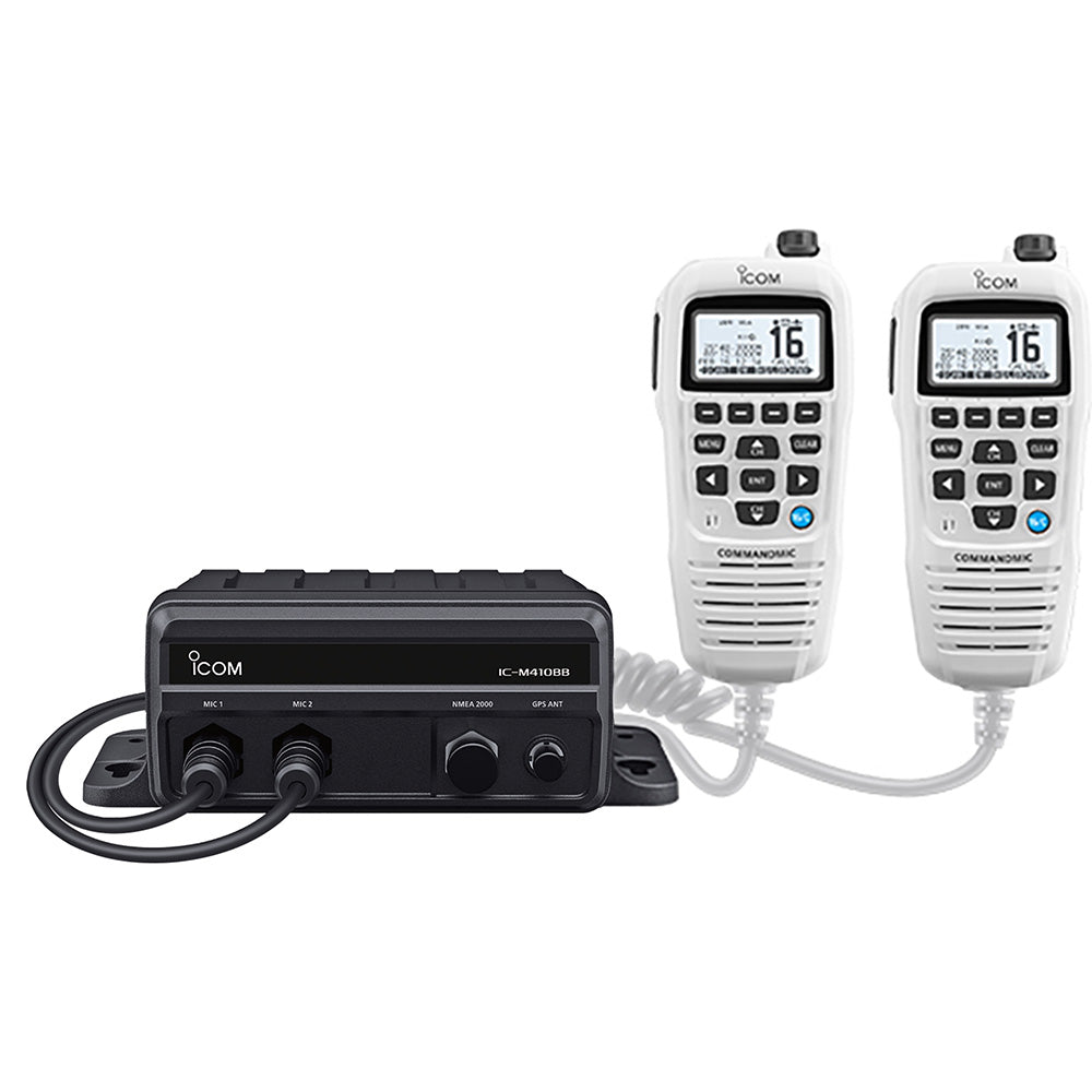 Icom M410BB GW 11 Black Box VHF w/White Command Mic & 2 Command Mic Ports | SendIt Sailing