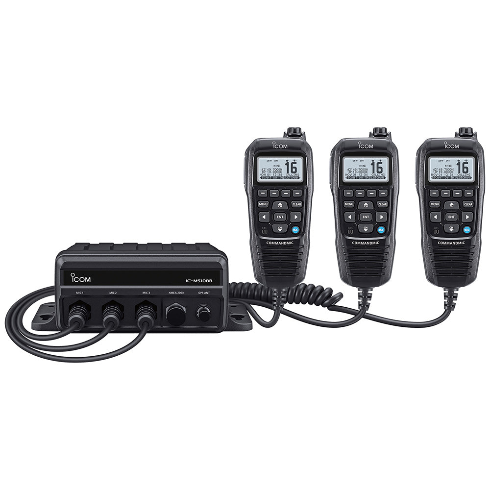 Icom M510BB 21 Black Box VHF w/Black Command Mic & 3 Command Mic Ports | SendIt Sailing