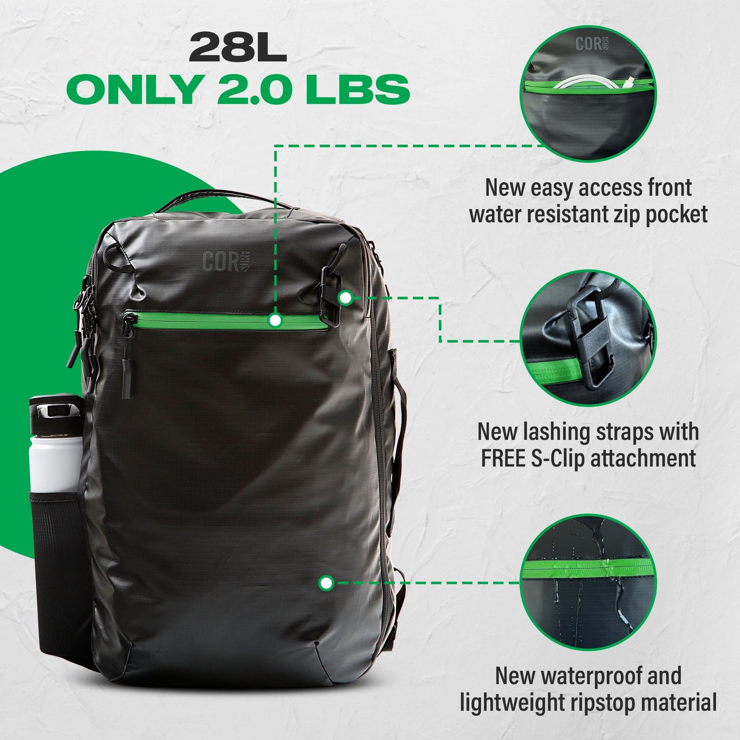 Lightweight Waterproof 28L & 34L Travel Backpack | The Island Hopper 2.0