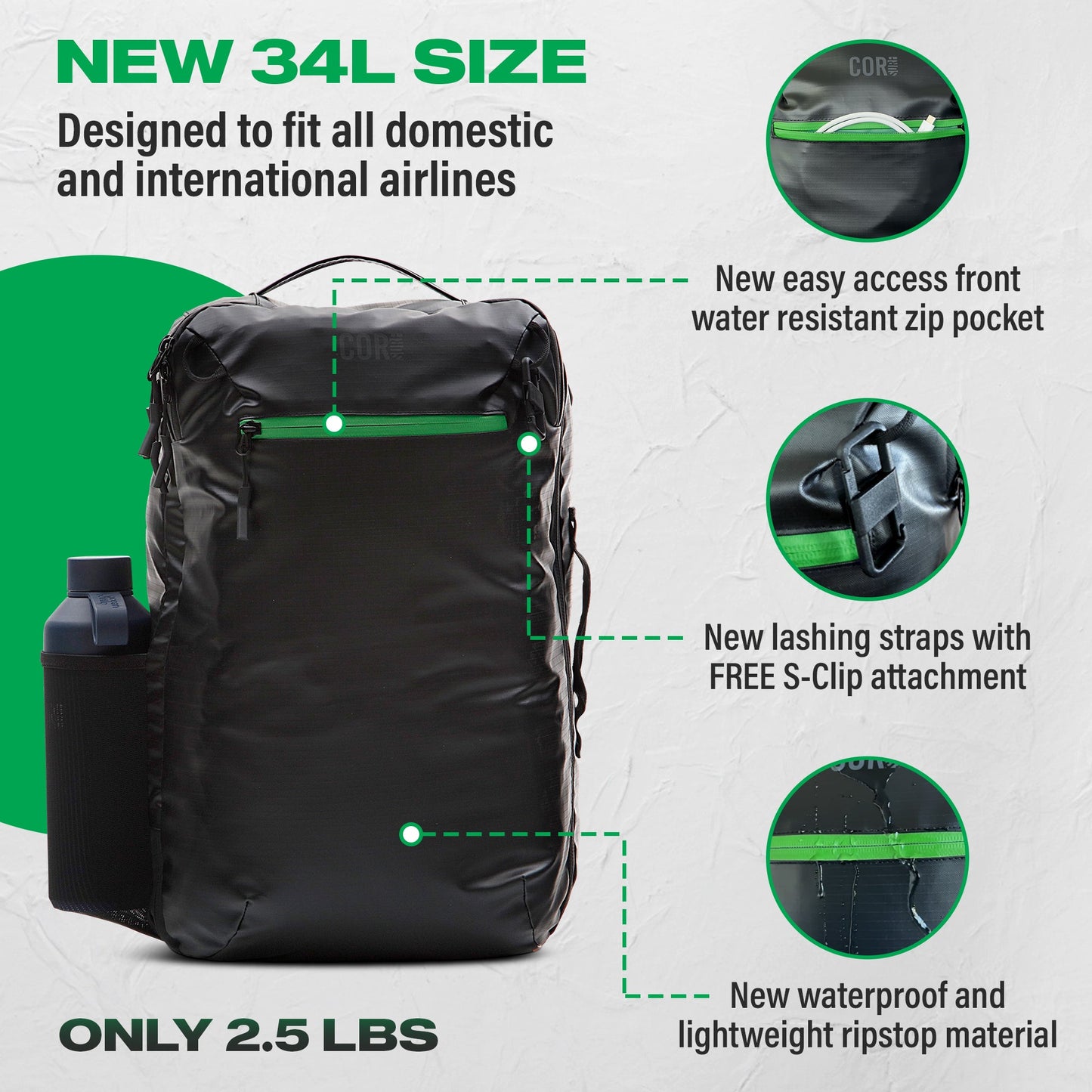 Lightweight Waterproof 28L & 34L Travel Backpack | The Island Hopper 2.0