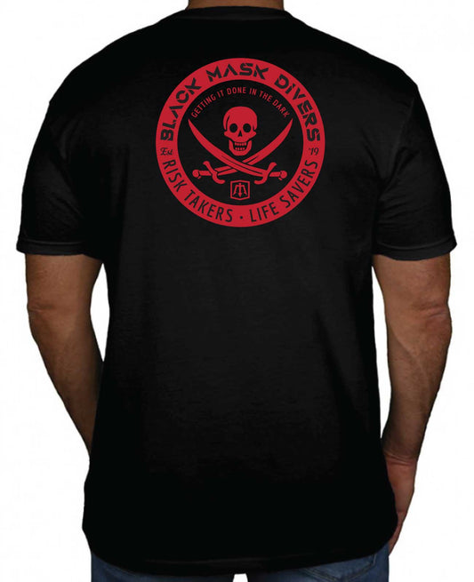 Black Mask Divers Jolly Roger T-shirt Black