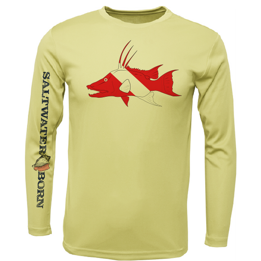 Key West, FL Hogfish Diver Men's Long Sleeve UPF 50+ Dry-Fit Shirt