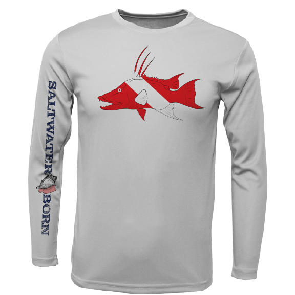 Key West, FL Hogfish Diver Men's Long Sleeve UPF 50+ Dry-Fit Shirt