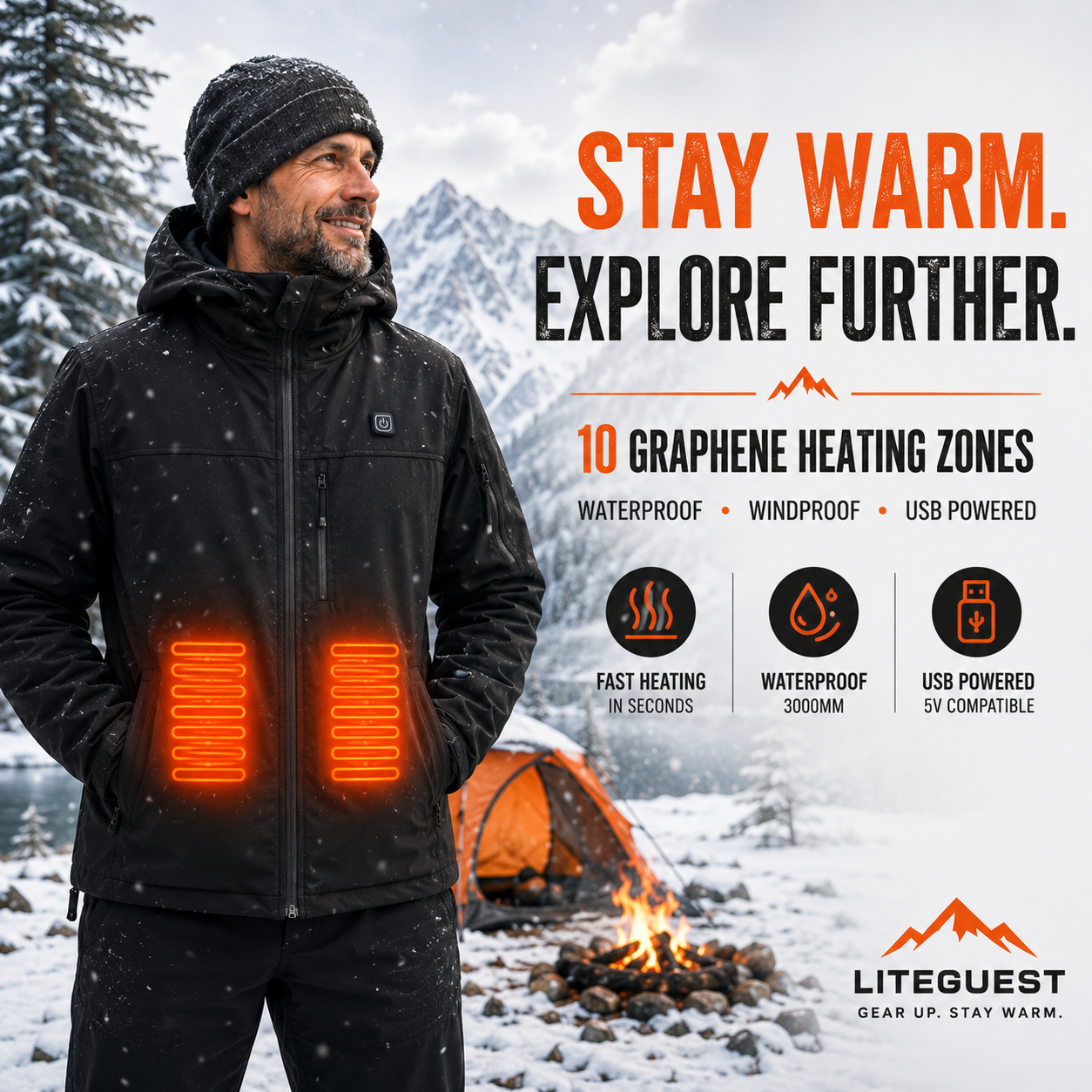 LITEGUEST 10-Zone Heated Softshell Jacket | USB Winter Jacket